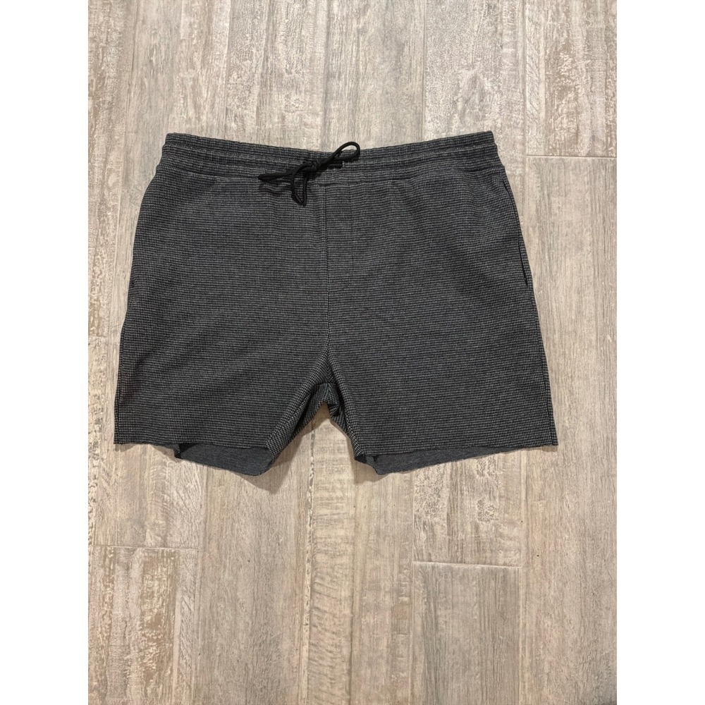 Karl Lagerfeld Paris Mens Houndstooth Drawstring Shorts Grey Black  XL ,cut hem